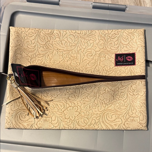 MJ Beige Embossed Clutch Bag